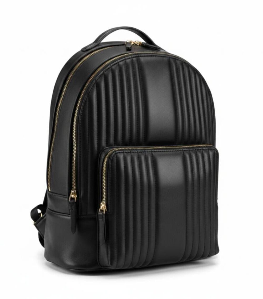 MARK & GRAHAM Black Quilted Leather Backpack